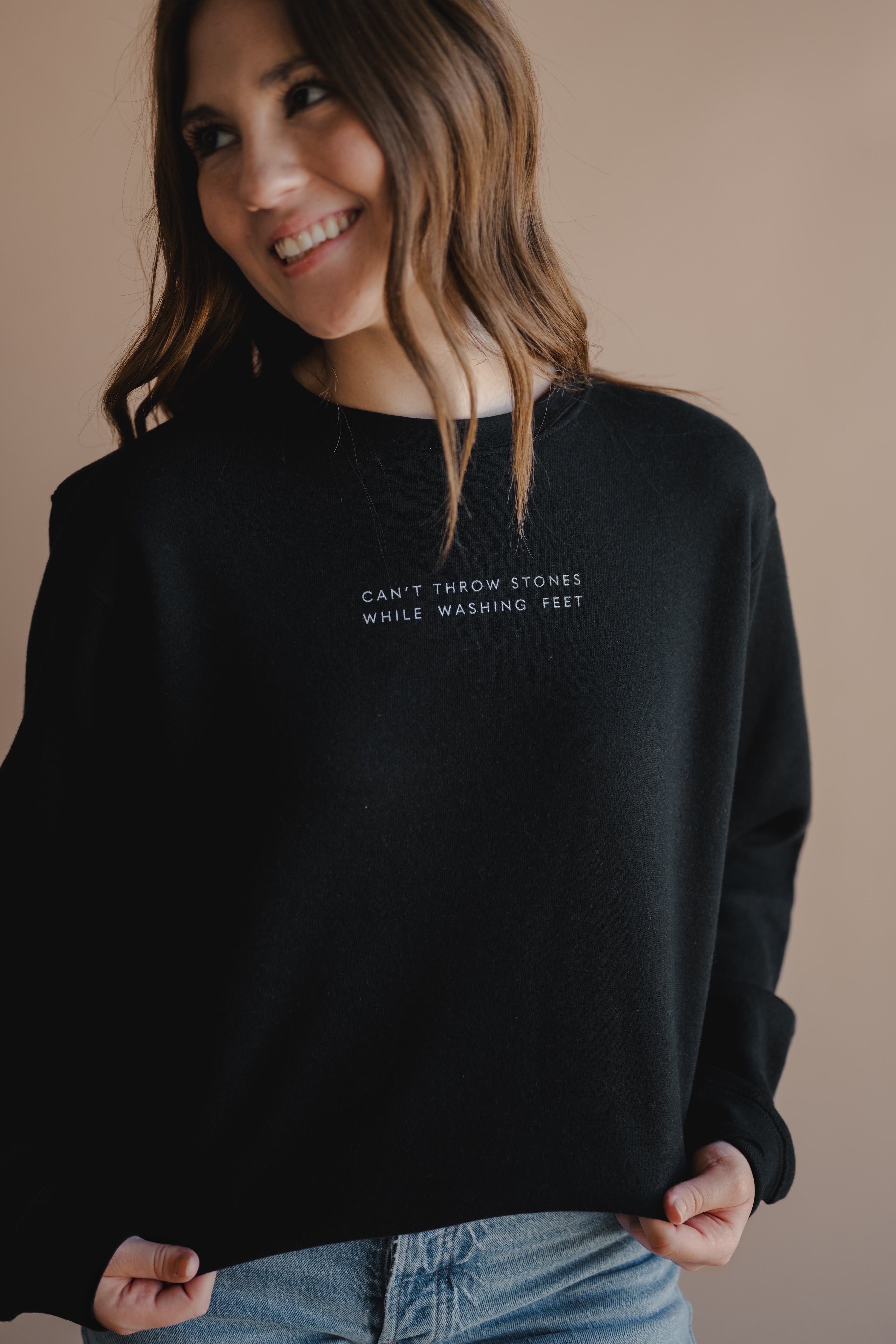 Can't Throw Stones Pullover- Black