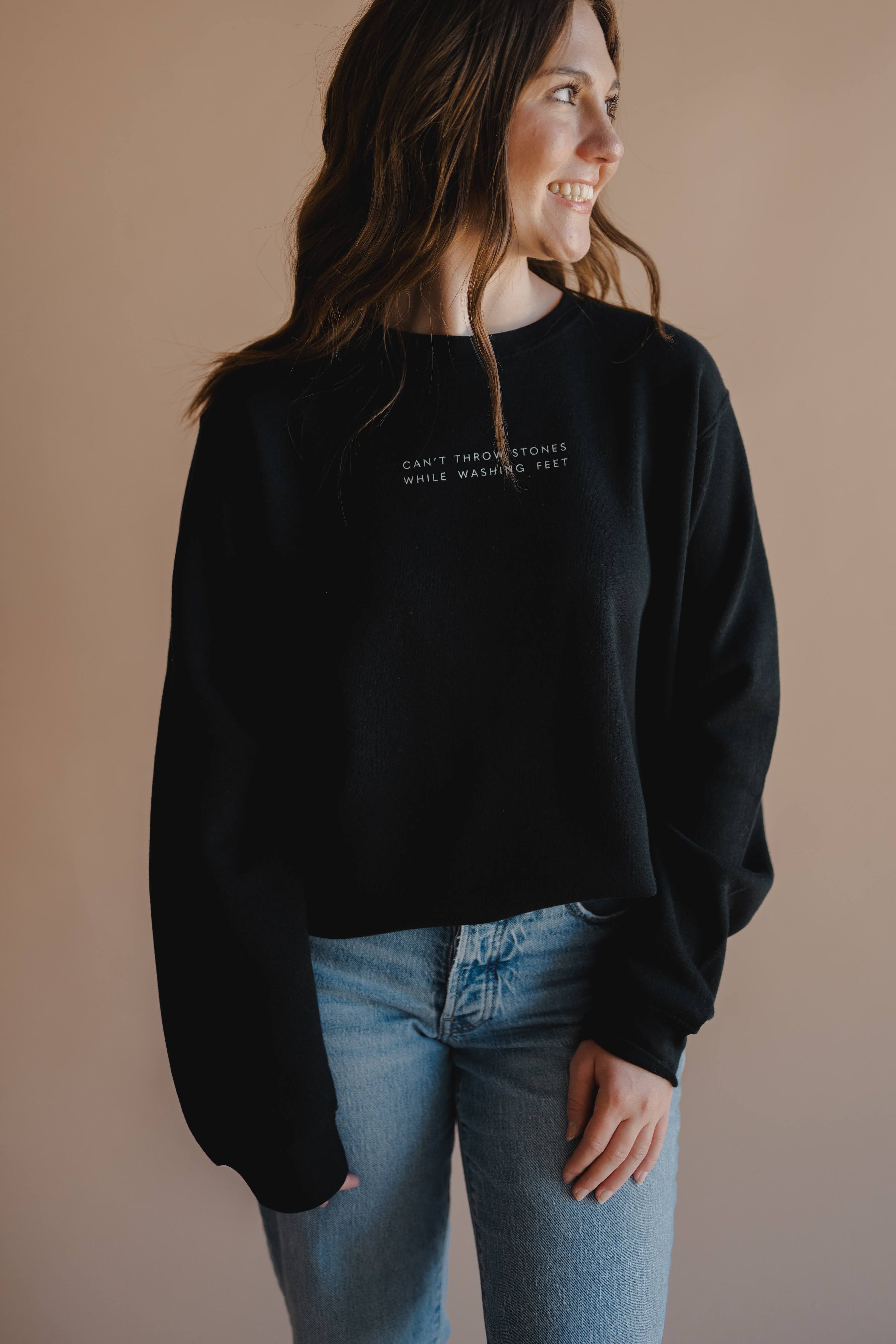 Can't Throw Stones Pullover- Black