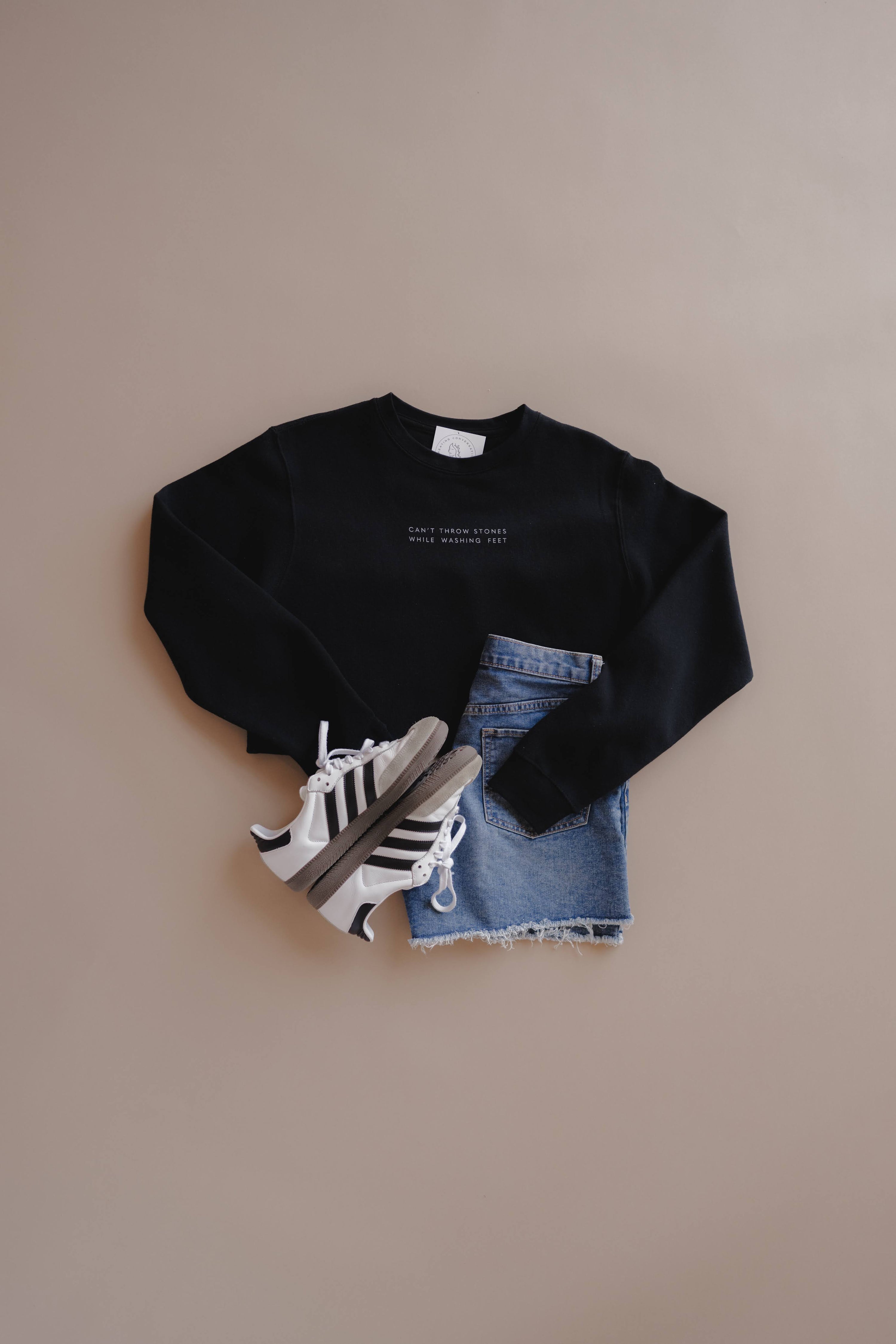 Can't Throw Stones Pullover- Black