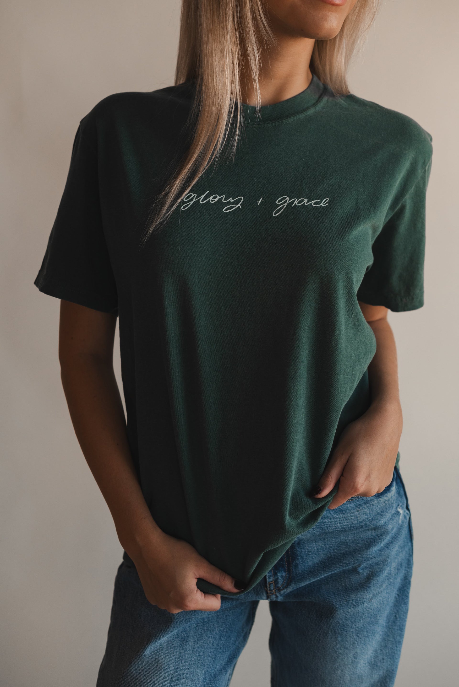 Glory + Grace Tee- Spruce – Dear Heart